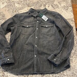 Wild Fable Black Snap Long Sleeve Shirt